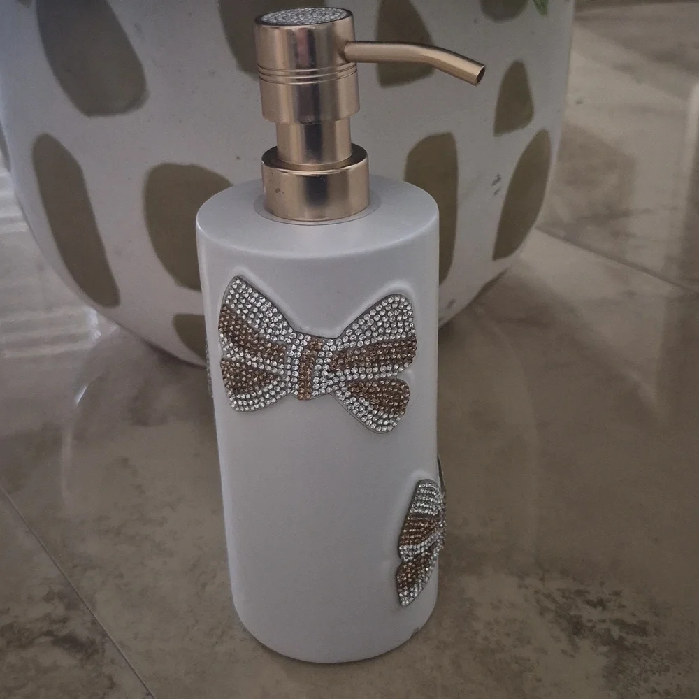 Rachel Zoe White and Gold Bow Soap Dispenser